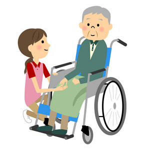 坐在轮椅上的老人照片