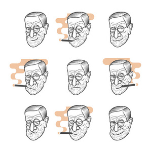 弗洛伊德西格蒙德 · 弗洛伊德的卡通漫画肖像照片
