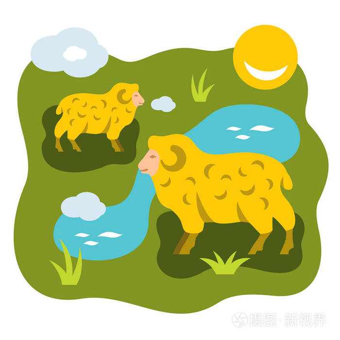 羊群的画法图片