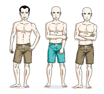 男子在多彩沙滩短裤