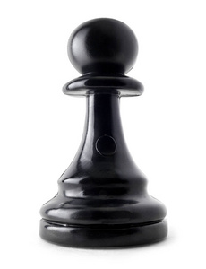 下象棋。分离与剪切路径的白色背景上的黑色典当。宽视角