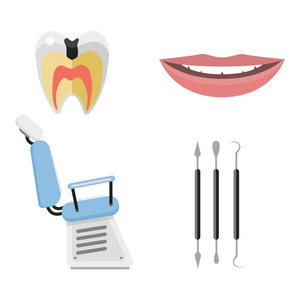 平卫生保健牙医医疗工具医学仪器卫生口腔医学矢量图