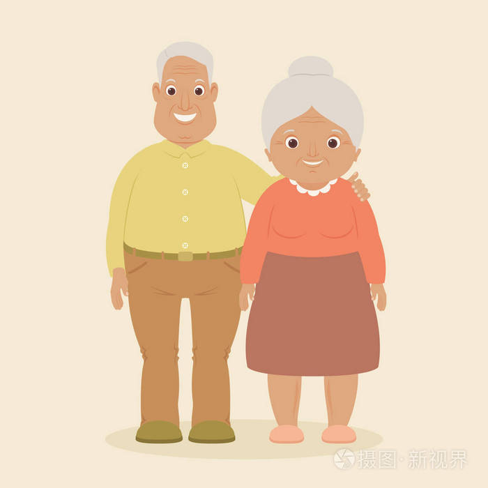 快乐的微笑祖父母插画-正版商用图片0y69mk-摄图新视界