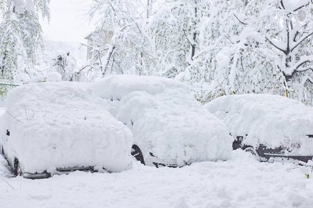 汽车卡在雪地上的雪