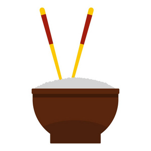 棕色碗里的饭用双筷子图标
