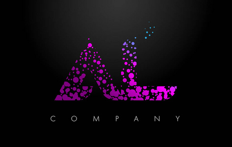 Al L 字母标识与紫色小颗粒和气泡点