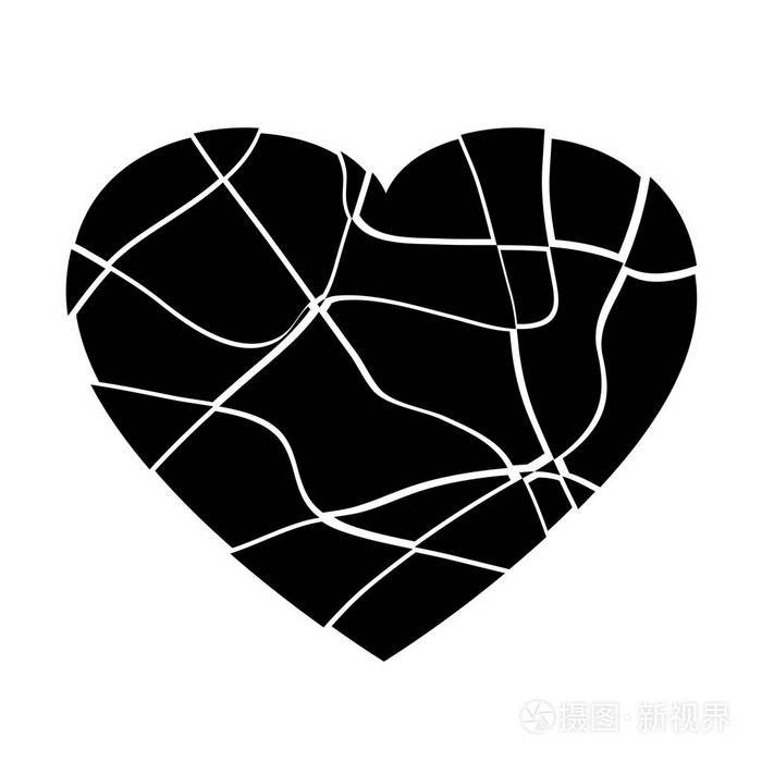 破碎的黑色心向量