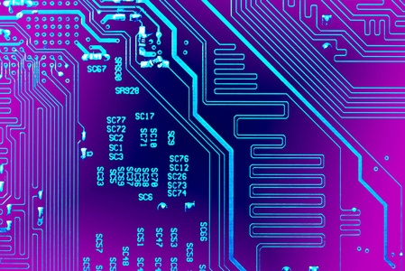 电路板。电子计算机硬件技术。主板数字芯片。科技科学背景。综合的通信处理器。信息工程的组成部分