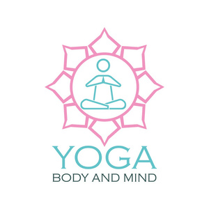 瑜伽身体和心灵冥想徽标与文本空间为你的口号  标语 矢量图