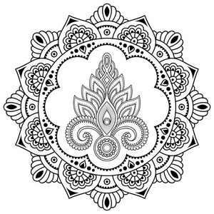 曼海蒂风格.在东方风格的装饰图案无缝花纹花.