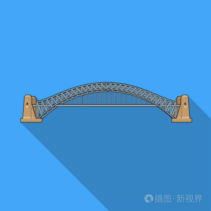 插画 悉尼港湾大桥中孤立的白色背景上的平面样式的图标.