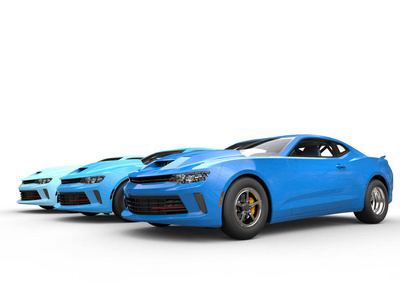 现代的肌肉车蓝颜色变化3d 图