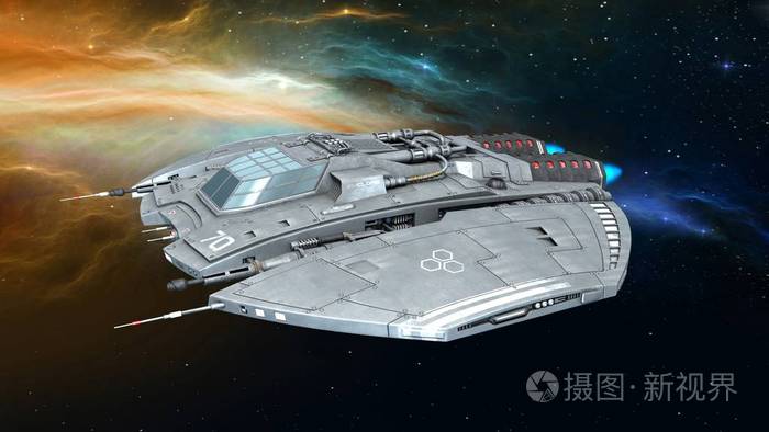 一艘宇宙飞船3dcg渲染