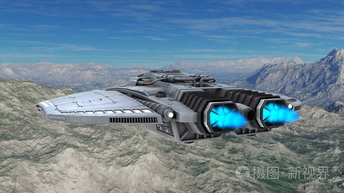 一艘宇宙飞船3dcg渲染