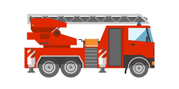 消防车紧急车辆救援梯部帮助运输矢量图
