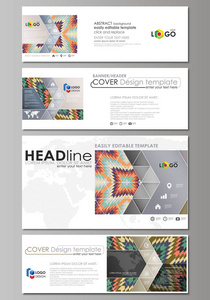 社会媒体和电子邮件标头集，现代的横幅。业务模板。抽象设计模板，矢量中常用的尺寸的布局。部落的模式，在民族歌曲，复古时尚背景装饰