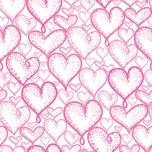 矢量粉红心无缝重复图案背景设计。伟大的浪漫的情人节卡片，包装纸 织物 壁纸