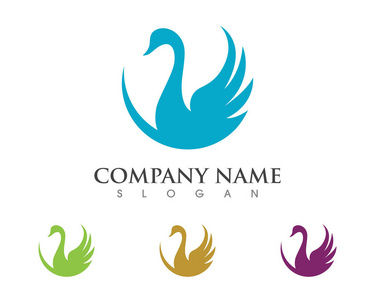 天鹅 logo 模板矢量动物符号
