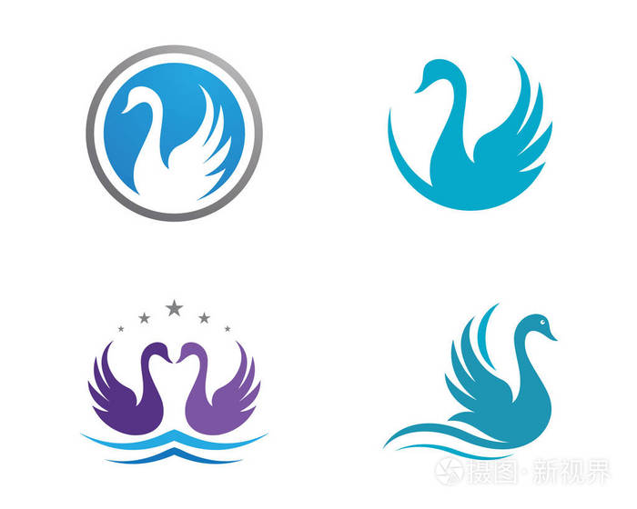 天鹅logo 模板矢量动物符号