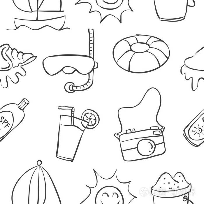 集合的夏天手画涂鸦