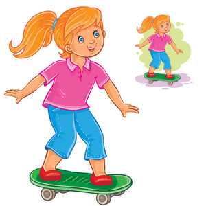矢量图的女孩玩滑板