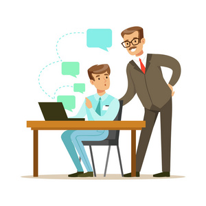 下属和上司.姹紫嫣红的卡通人物矢量图照片