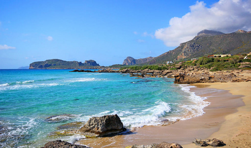 在希腊的克里特岛也海滩的风景