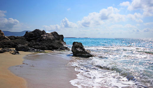在希腊的克里特岛也海滩的风景