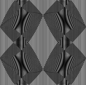 视错觉艺术抽象背景。黑色和白色单色几何催眠无缝图案