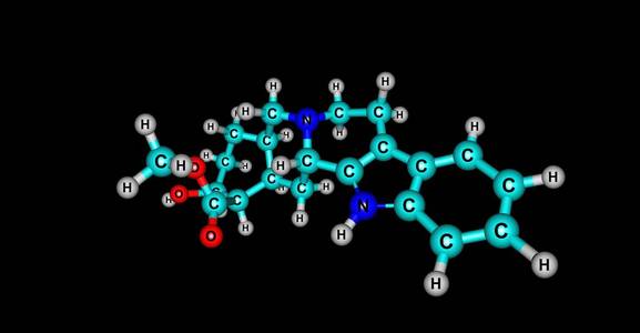 育亨宾分子结构上黑色孤立