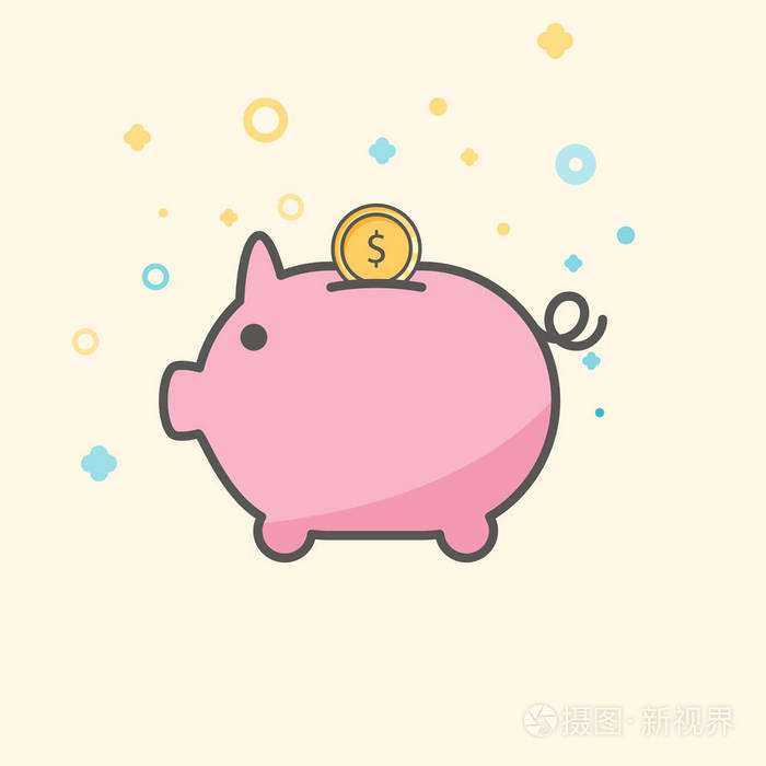 简单的业务和财务矢量flaticon 经典的粉红小猪作为硬币保管员 平面样式图标插画 正版商用图片0y9wf1 摄图新视界