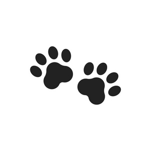 爪子打印矢量图标。狗或猫 pawprint 插图。动物剪影