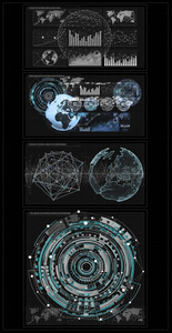 3d 渲染数字图表和图形全息屏幕