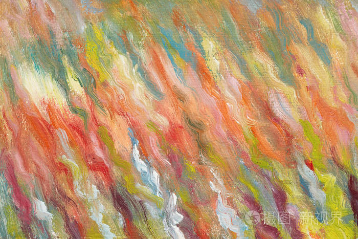 鲜艳的色彩的笔触.当代艺术.多彩的画布.一个天才的画家的工作