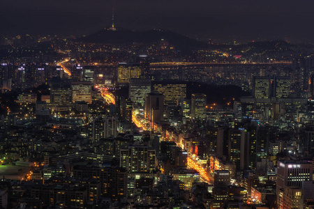 江南区和首尔夜景