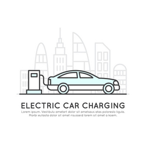 电源插头充电器，电动汽车的充电，可再生能源的象征，孤立的徽章