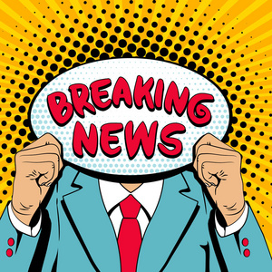 穿着西装举行演讲泡沫与打破新闻信里的男人照片