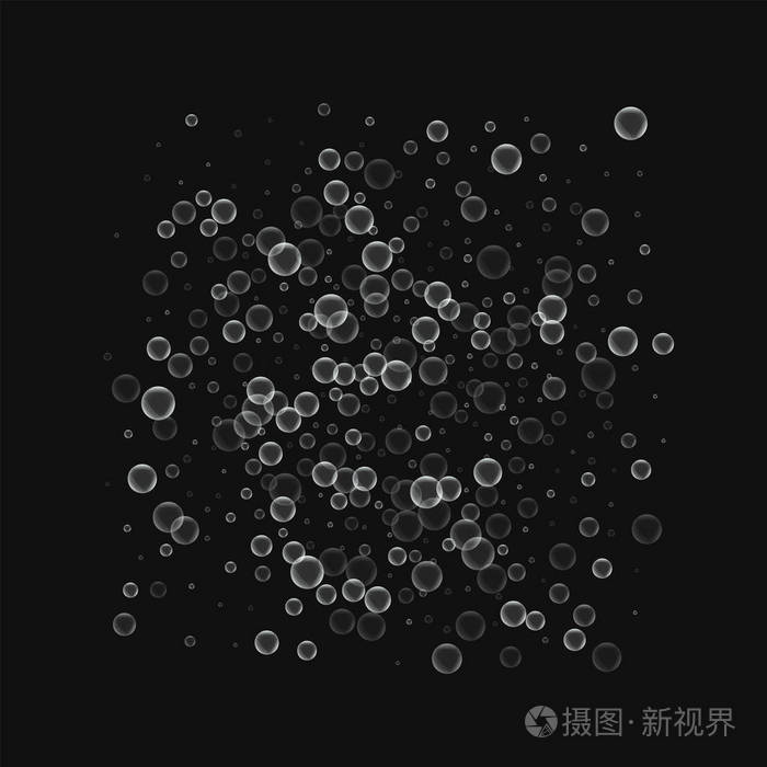 肥皂泡泡方形框架与黑色背景矢量图上的肥皂泡泡