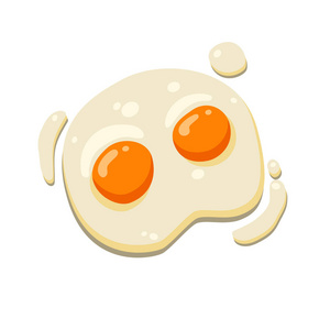 白色食物插图或矢量设计为一个孤立的两个煎的鸡蛋