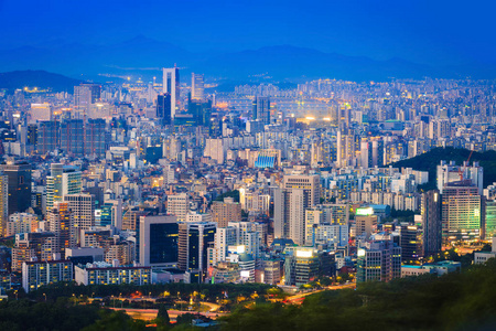 首尔市和市中心夜景，韩国