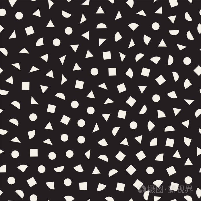 矢量无缝黑色和白色不规则花纹