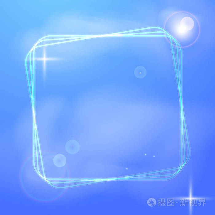 蓝色的背景, 闪亮的蓝色边框或框架