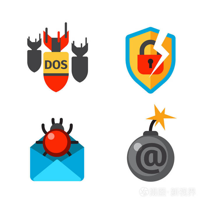 互联网安全安全图标攻击矢量数据保护技术网络概念设计