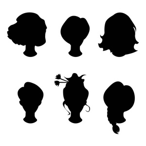 发型的轮廓。女人，女孩，女性的头发