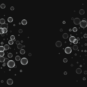 随机的肥皂泡沫抽象形状与随机肥皂泡上黑色背景矢量