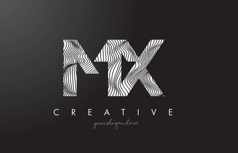 与斑马的 mx m x 字母标志线纹理设计矢量照片