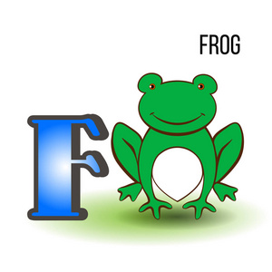 超丰富少妇图超可爱的动物园英文字母 f 与白色背景,教育孩子的学前