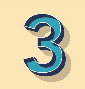 字母 3 复古矢量文本样式,字体概念照片