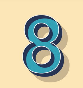 字母 8 复古矢量文本样式,字体概念照片