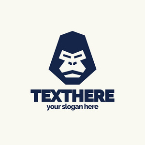 大猩猩会徽与头大猩猩青色颜色平面样式使用设计工作室, 动物园, 宠物